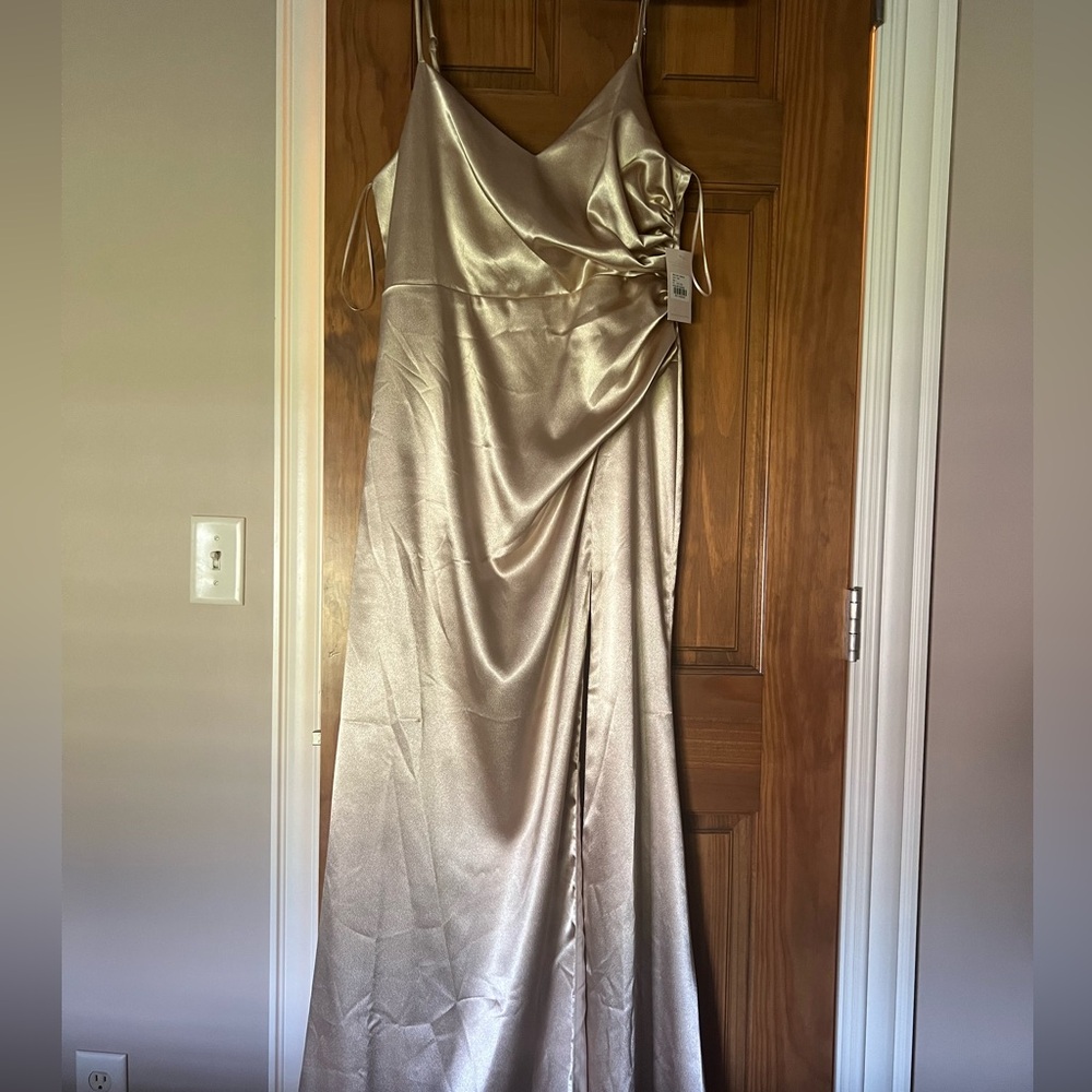 Birdy Grey Shiny Satin Gold Catherine Dress